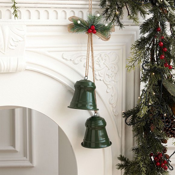 xihome Campanas navideñas de hierro para decorar el rbol - Adornos colgantes festivos para crear un ambiente navideño en el hogar