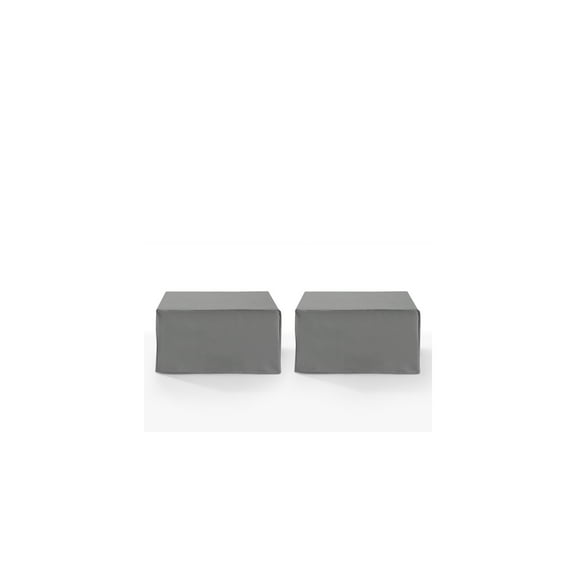 Outdoor Furniture Cover Set - 2 Piece Square Table & Ottoman Covers - Gray Vinyl