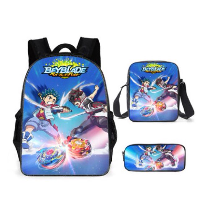 Conjunto de mochilas escolares con estampado de Beyblade Burst para niños y adolescentes, Juego de 3 unids/set con estampado de dibujos animados, mochilas escolares para niños QYM unisex