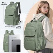 Cute Backpack for Women Men, Waterproof High School Bag Basic Backpack for College Students, Travel Laptop Backpack Lightweight Casual Daypack, Middle School Bookbag, Olive Green
