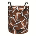thumbnail image 3 of Bohemian Style Laundry Basket with Rugby and Football Patterns - Durable Polyester, Round Design with Handle, Freestanding Fabric Storage Basket, 3 of 7