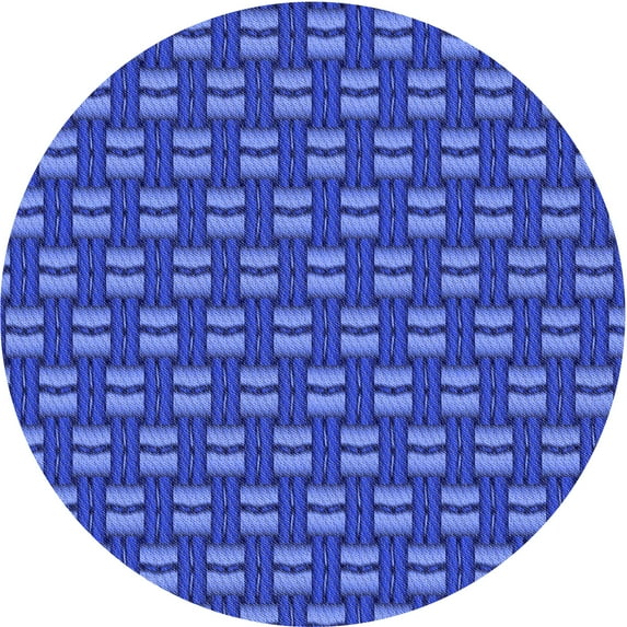 Ahgly Company Machine Washable Indoor Round Transitional Blue Ribbon Blue Area Rugs, 4' Round