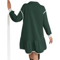 thumbnail image 3 of Long Sleeved Women Patchwork Quarter Zipper Loose Ruffle Sweatshirt Dress, 3 of 5