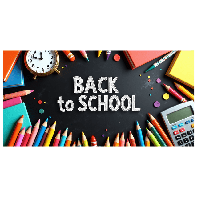 Back to School Supplies Chalkboard Style Classroom Decor Banner Background Educational Party Decorations Photography Props Backdrop