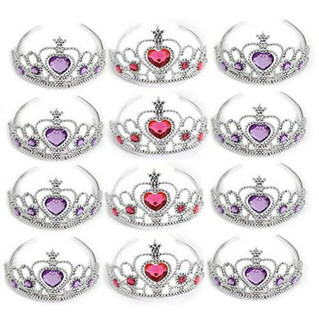 Dazzling Toys 12 Pack Princess Tiara with Pink and Purple Jewels | Kids Princess Crowns | 1 Dozen | Great for Kids to us for Props, Dress Ups, Weddings, Halloween and More