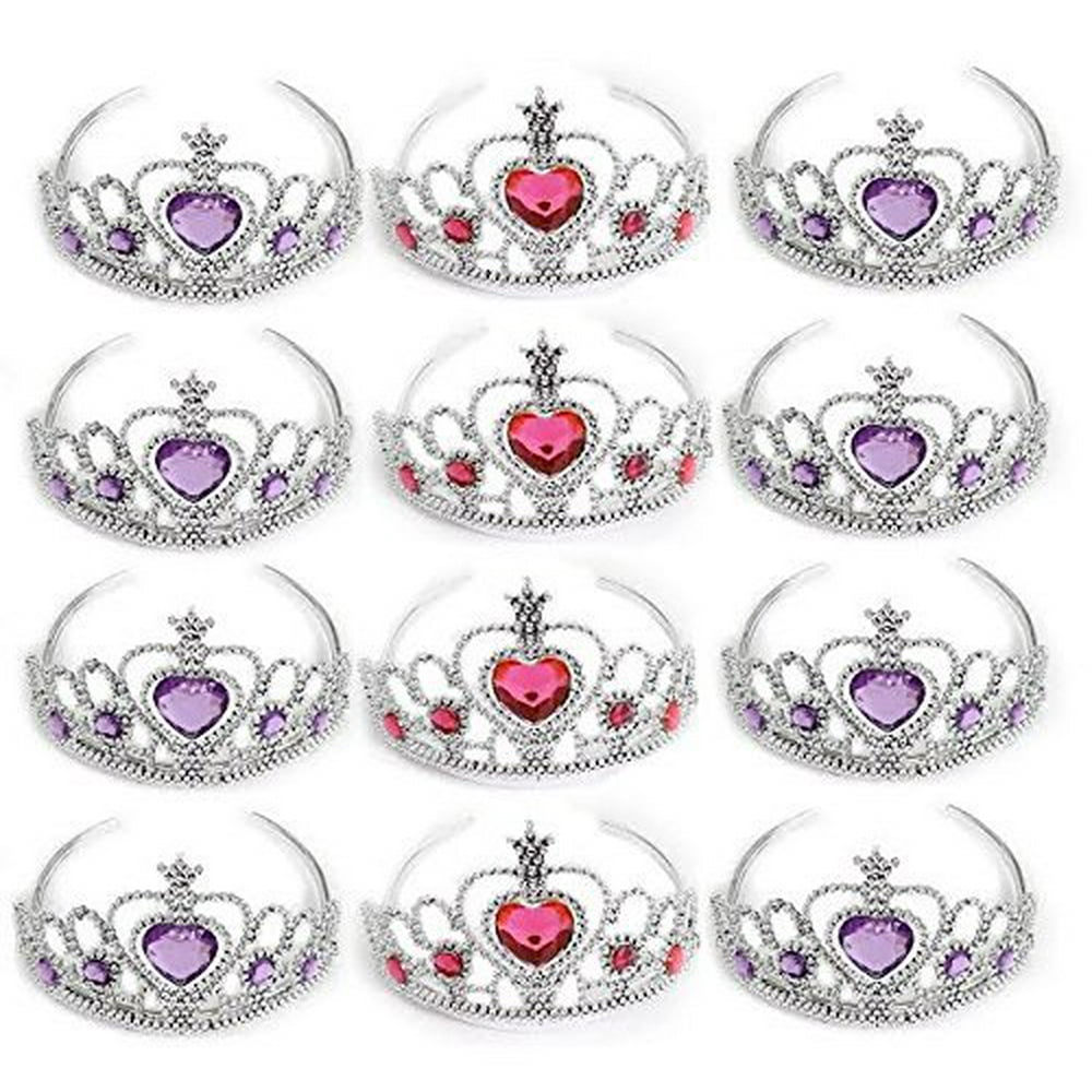 Dazzling Toys 12 Pack Princess Tiara with Pink and Purple Jewels Kids