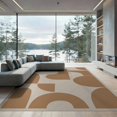 thumbnail image 2 of ODIKA 8'x10' Beige Tan Warm Geometric Pattern Washable Area Rug Modern Minimalist Abstract Design Non-Slip Chair-Friendly Mat for Dining Room, Large Office, Lounge, 2 of 7