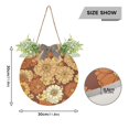 thumbnail image 3 of Brown and Orange Flowers Front Door Porch Decoration Hanging Sign with Artificial Green Plants and Bow for Home Outdoor Indoor, 3 of 7