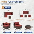 thumbnail image 6 of UDPATIO Patio Furniture Sets, Modular Rattan Outdoor Patio Sectional Furniture with 44" Fire Pit Table,, Wicker Patio Conversation Set for Backyard, Deck, Poolside w/Glass Coffee Table, 5PC Wine Red, 6 of 7
