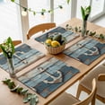 thumbnail image 5 of Vintage Anchor Placemats for Dinning Table Set of 4, Retro Farmhouse Nautical Wooden Burlap Kitchen Place Mats Waterproof Cloth Table Mats, Indoor Outdoor Placemats Easy Clean Dinner Decor, 5 of 8