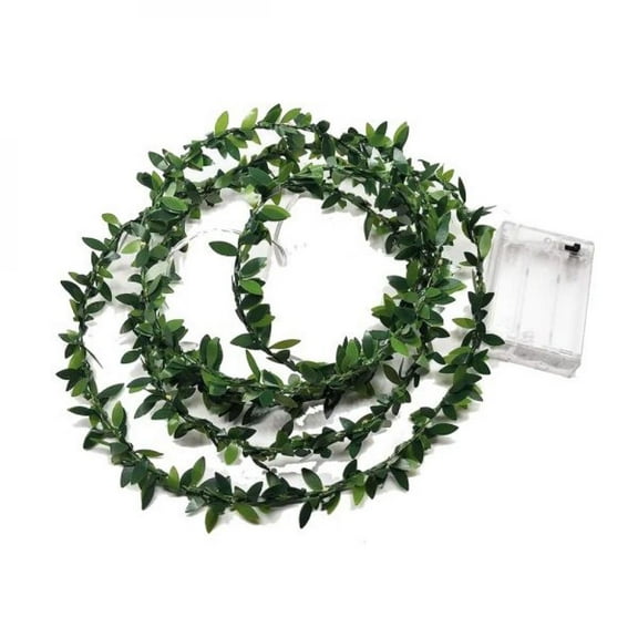Wisremt 20LEDs Tiny Leaf Garland Warm White Vine String Light Timer Function Wedding Party Christmas Holiday Patio Decoration 6.6ft, Battery Operated