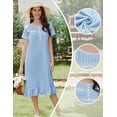 thumbnail image 3 of Ekouaer Cotton Nightgowns for Women Soft Long Button Night Gowns Comfy House Dresses with Pockets Short Sleeve Lounge Dress, 3 of 7