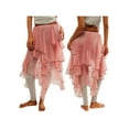 thumbnail image 2 of Raccmtaty Women Sheer Tulle Skirt Casual Summer Irregular Layered Ruffled Elastic Skirt for Beach Vacation Club Streetwear, 2 of 6