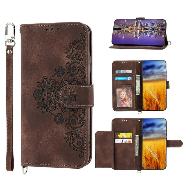 Funda de piel sintética estilo empresarial para Samsung S23 con tarjetero Lenyard