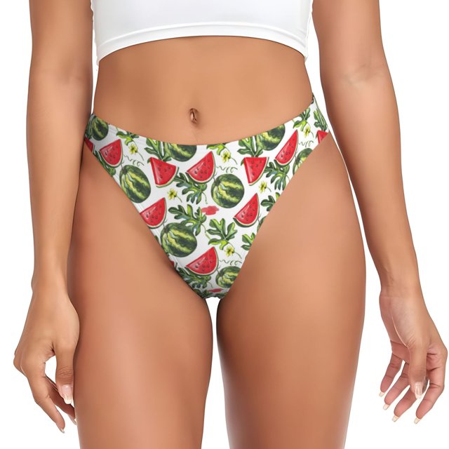 Balery Watermelons Tangas de Algodón para Mujer con Estampado – Ropa Interior Sexy, Transpirable, G-string-Medium