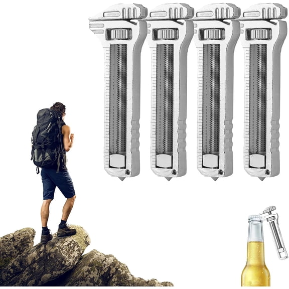 Compact Titanium Multitool, 2026 New Mini Multifunctional Adjustable Wrench Alloy Tool with Bottle Opener, Portable Edc Pocket Tool for Outdoor Camping Hiking