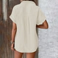 thumbnail image 5 of Yubnlvae Women's Batwing Sleeve Casual Tops&nbsp;- Wrinkled Fabric Work T-Shirts with Pocket - Double Layer Blouse Beige, 4Xl, 5 of 9