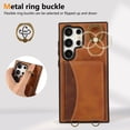 thumbnail image 4 of for Samsung Galaxy S24 Wallet Case with Card Holder - PU Leather Case for Women & Girls, Wrist Hand Strap, Secure Finger Ring, Shockproof Protective Phone Cover for Galaxy S24, Brown, 4 of 6