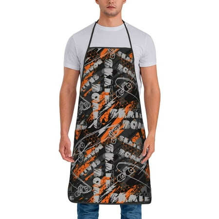 

Chef Aprons for Men and Women - Letters Skateboard Graffiti Oil-Resistant Bib Aprons for Cooking Waterproof BBQ Grilling Kitchen Aprons Gifts for Women and Men