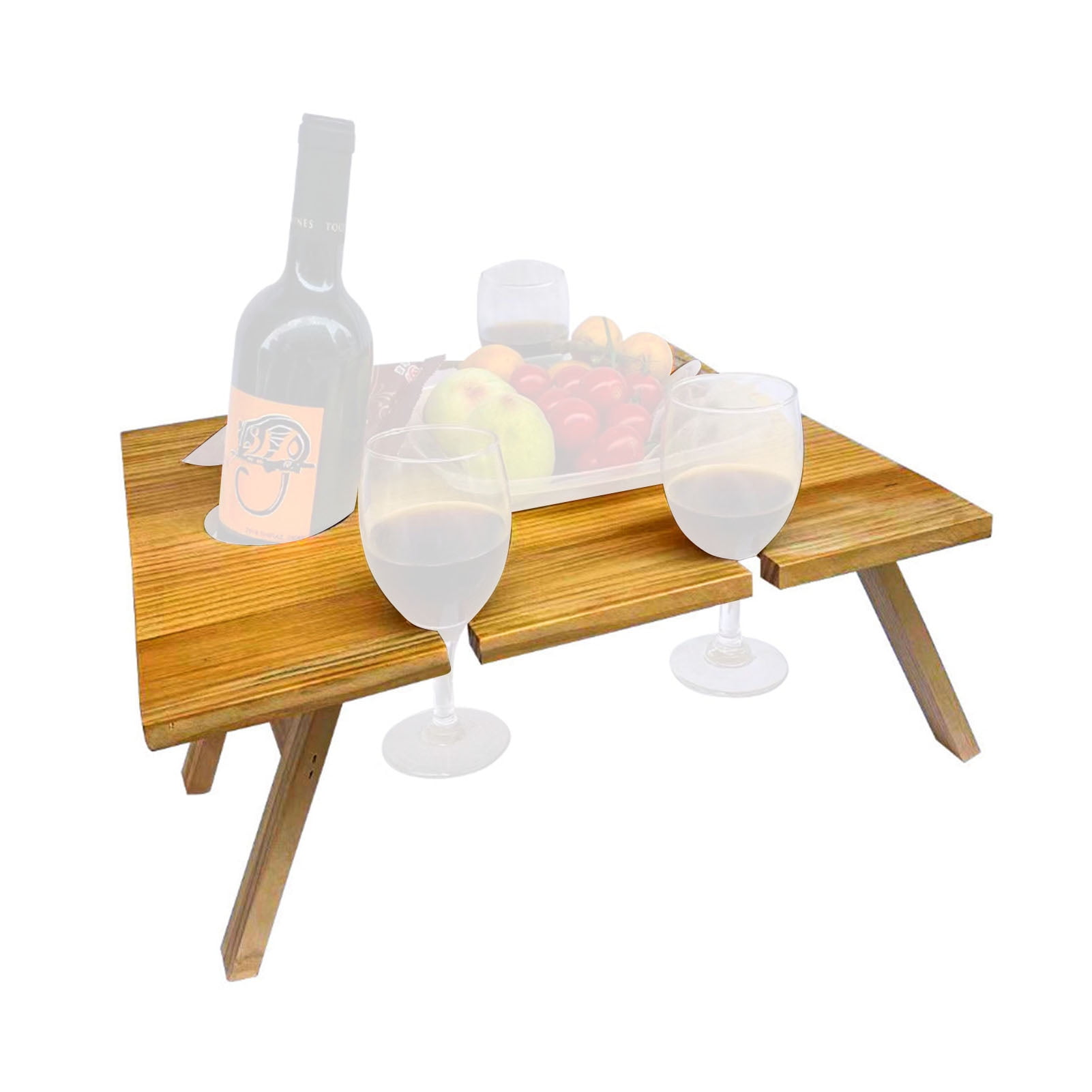 Lacyie Wooden Folding Picnic Table Portable Folding Wine Table Rack