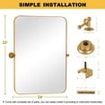 thumbnail image 3 of MAYEERTY 32"x24" Bathroom Mirror for Wall,Gold Framed Rectangle Mirror with Rounded Corner, 3 of 9