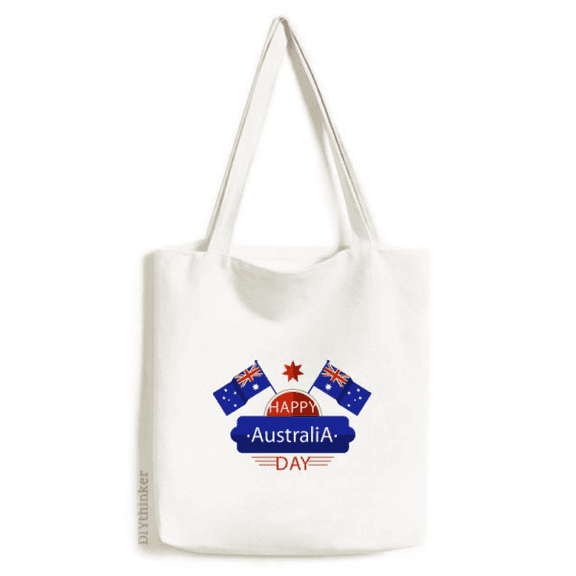 Australia Flavor Happy Flag and Star Tote Canvas Bag Shopping Satchel Casual Handbag