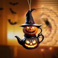 thumbnail image 2 of Leeye Halloween Acrylic Pumpkin Teapot Hanging Ornament, Spooky Tea Pot Decoration for Window Wall Kitchen Decor, Orange 3.15x2.28in, 2 of 5