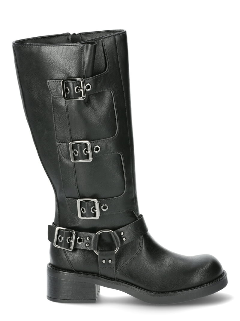 Boots size 9 Medium from the BUCKLE Buckle-Up-Now Side Buckle Detail Chunky Sole Mid Calf Biker  main image 2