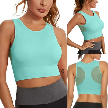 

Longline Sports Bra High Impact Yoga Tops Built In Bra Crop Top Sports Bra Wireless Racerback Bra Yoga Clothes for Women