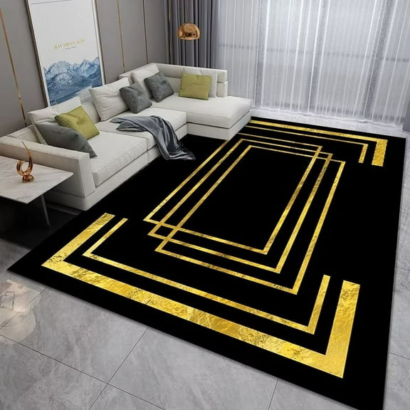 Geometric Golden Lines Carpet Living Room Nordic Luxury Carpets Bedroom Bedside ration Floor Mat Hom