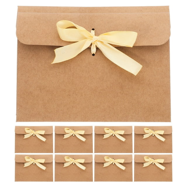 50Pcs Retro Kraft Paper Envelopes With Ribbons For Greeting Cards Invitations And Holiday Present Vintage Style Card Packaging Bags For Special Occasions Beige