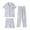 Blue, variant on ManxiVoo Summer Short Sleeve Pajama Set 3 Piece with Lapel Top and Pants Plus Size Home Wear L Size Beige