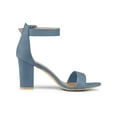 thumbnail image 4 of BLISSFUL STEP Women's Shoes Ankle Strap Block Heel Buckle Open Toe Sandals Haze Blue 7.5, 4 of 8