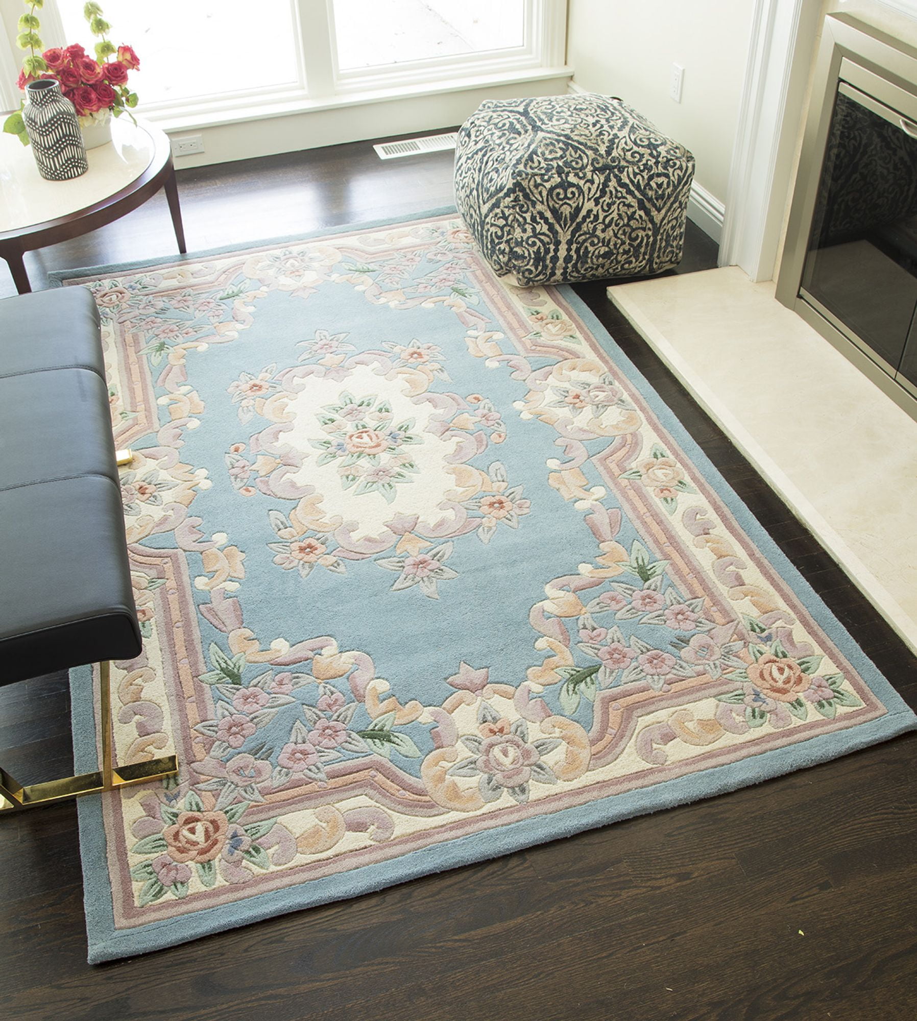 Rugs America New Aubusson 5\' Rug European Collection Emerald 8\' 510-361 Area Traditional x