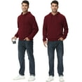 thumbnail image 3 of Xidunhg Mens Hooded Henley Sweatshirt Casual Long Sleeve Drawstring Waffle Knit Pullover Hoodies Wine Red XL, 3 of 7