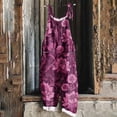 thumbnail image 2 of lcziwo Cotton Linen Jumpsuits for Women 2025 Summer Loose Fit Sleeveless Strap Overalls Pants Vintage Graphic Print Wide Leg Rompers with Pockets Multicolor S, 2 of 6