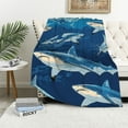 thumbnail image 4 of FCXZI Sharks Ocean Illustration Flannel Blanket - Soft Warm Multi-Purpose 30*40in, 4 of 7
