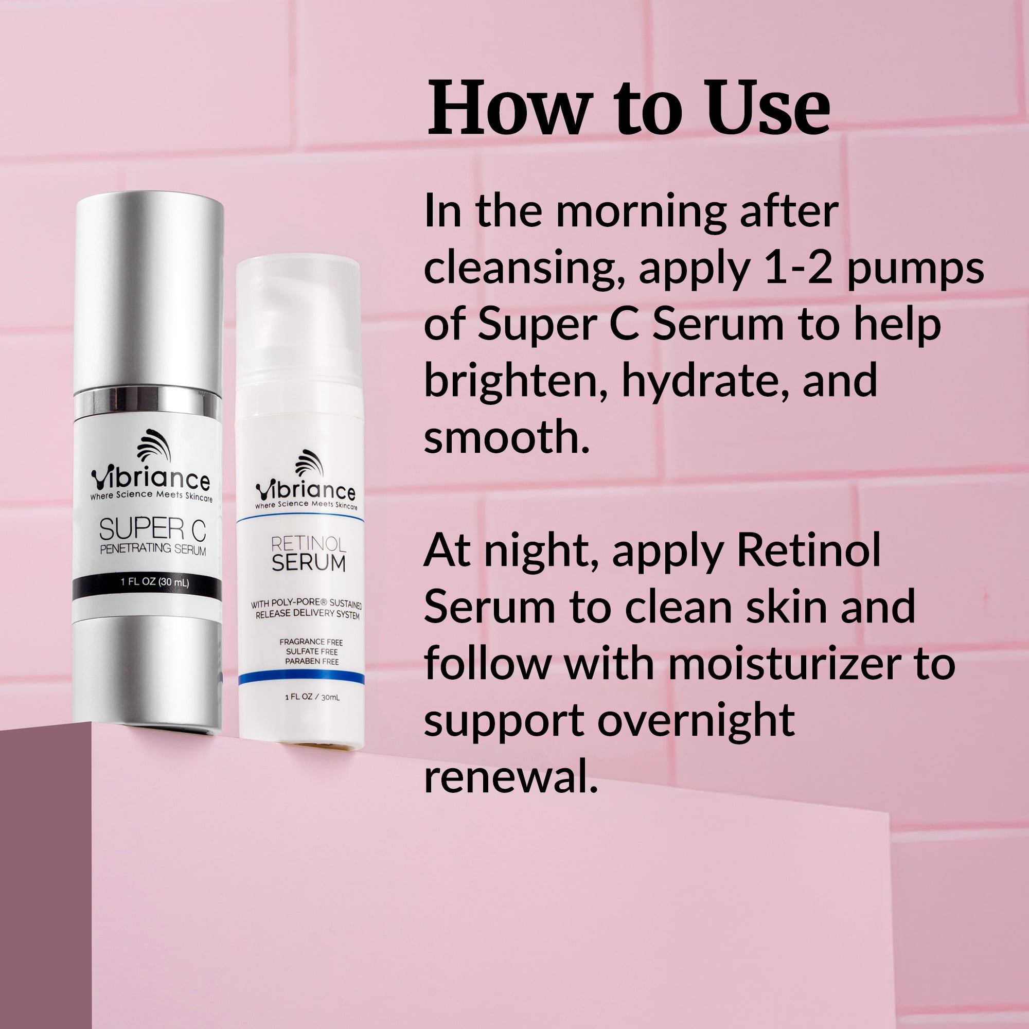 Vibriance Dynamic Duo Skincare Bundle | Super C Vitamin Serum, Retinol Skin Care Set - Age-Defying Night and Day Retinol and Vitamin C Serum for Face Routine Skincare Kit
