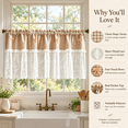 thumbnail image 3 of Plaid Lace Cafe Curtain, Polyester Cafe Curtain with Rod Pocket, Small Window Treatment for Privacy and Soft, for Farmhouse Kitchen, Laundry Area and Small, Beige, 9.84 x 8.66 x 1.18 in, 1 Piece, 3 of 10