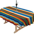 thumbnail image 2 of Mexican Strips Outdoor Tablecloth with Umbrella Hole for Oval Table, Waterproof Strip Patio Table Cloth with Zipper - 52 x 70 inches, 2 of 7