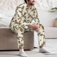 thumbnail image 7 of Fuzoiu Flying Bees1 Print Men's Long-Sleeved Pajama,Lounge Button Down Nightwear,Mens Notch Collar Pajama Set -Small, 7 of 7