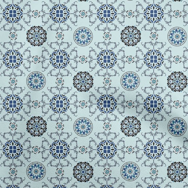 oneOone Velvet Light Blue Fabric Asian Suzani Sewing Craft Projects Fabric Prints By Yard 58 Inch Wide