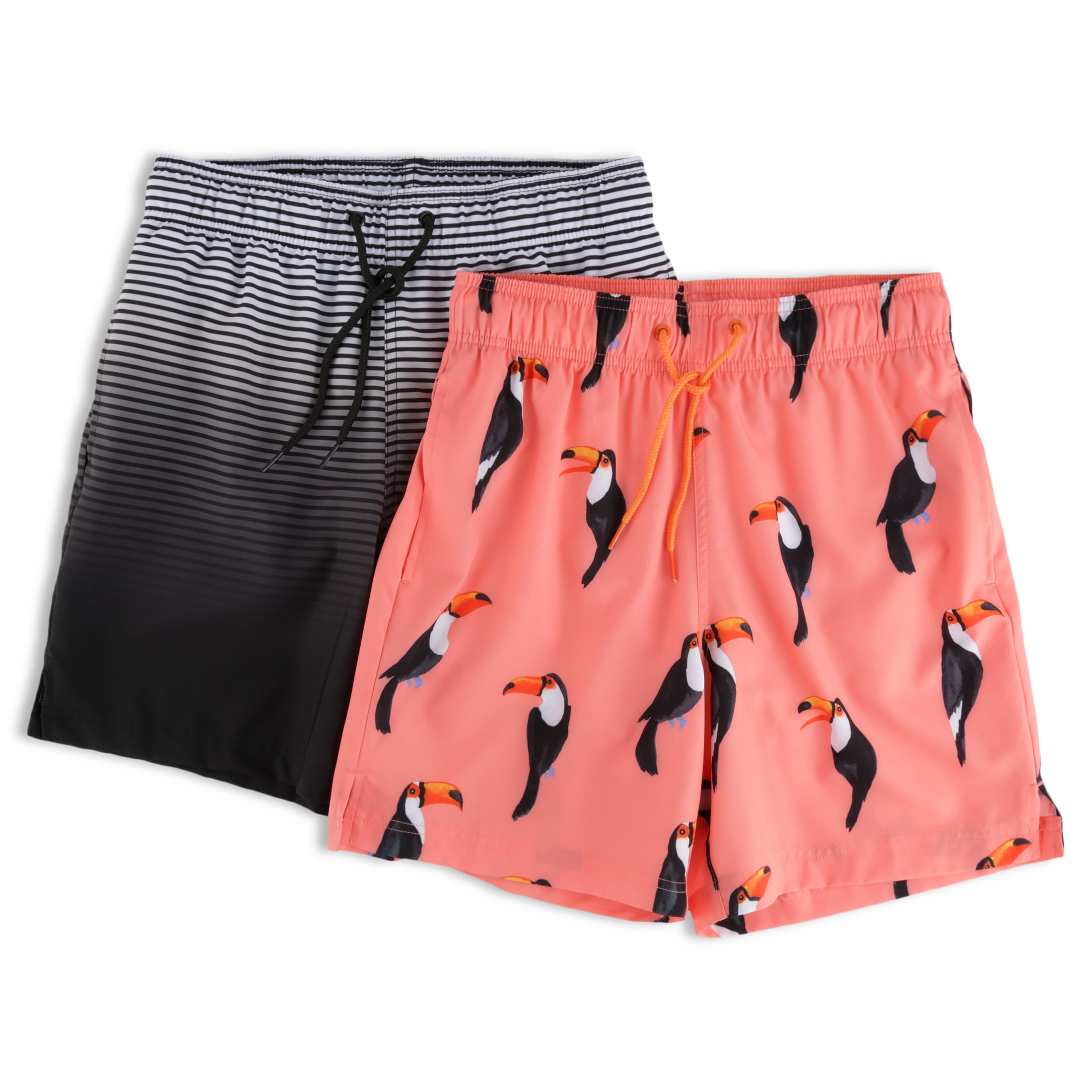 Sage Ambient I eat breakfast George Men's and Big Men's 6" Stripe Black Soot and New Toucan Swim Trunks,  2-Pack, Sizes up to 5XL - Walmart.com