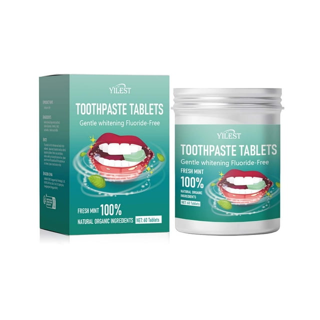 Pastillas de pasta dental Mint Fresh (60 pastillas) para limpiar el mal aliento y la cavidad bucal.