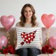 thumbnail image 5 of Funda de almohada con estampado de corazones para San Valentín | Funda de cojín decorativa cuadrada de 45 cm para sofá y cama | Decoración festiva para sala de estar, 5 of 6