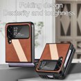 thumbnail image 6 of Dteck For Samsung Galaxy Z Flip4,Folding Shockproof Slim PC Protector Support Wireless Charging Case Cover,Brown, 6 of 6