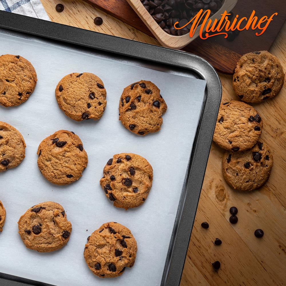 NutriChef 17” Non-Stick Cookie Sheet, Large Gray Commercial Grade Restaurant Quality Carbon Metal