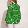 thumbnail image 2 of Green Paisley Bandana Pattern Long Sleeve Blouse Woman Streetwear Casual Shirts Summer Oversize Woman Streetwear Clothing Birthday Present, 2 of 7