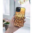 thumbnail image 5 of WIRESTER Shockproof Soft Rubber Cover Case for Apple iPhone 15 6.1" 2023 (NOT FIT Apple iPhone 15 Plus 6.7" 2023), Gold Glitter Sparkle With Black Yellow Glitter Leopard, 5 of 5