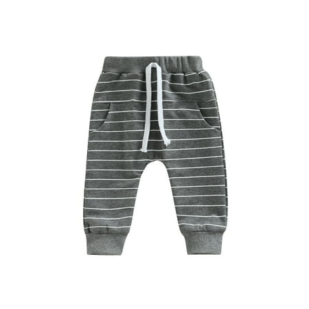 

Bagilaanoe Toddler Baby Boys Girls Joggers Pants Casual Striped Sweatpants 6M 12M 18M 24M 3T Kids Trousers Solid Pocket Bottoms